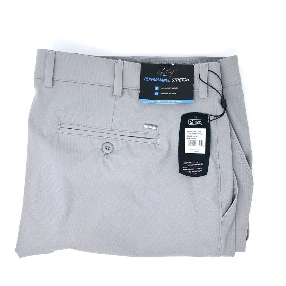 Greg Norman Performance Stretch Mens 40x30 Golf Pants NWT Lt Gray UPF Protection